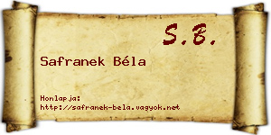 Safranek Béla névjegykártya